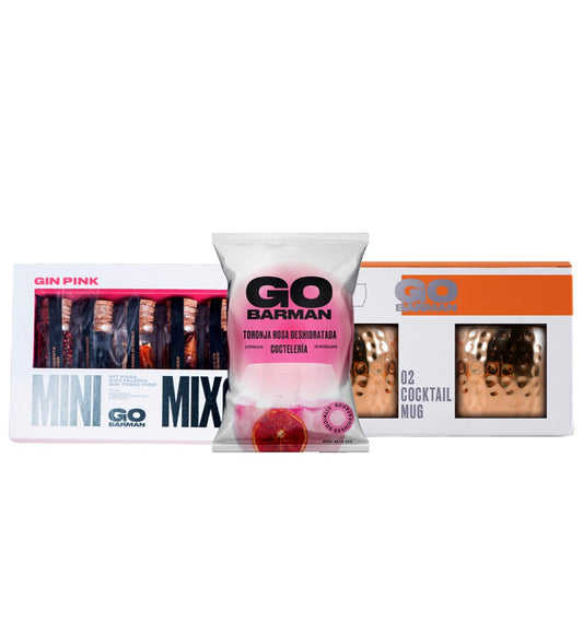 Pack Mini Mixology Gin Pink + 2 Mugs Cobre + 1 Toronja Deshidratada