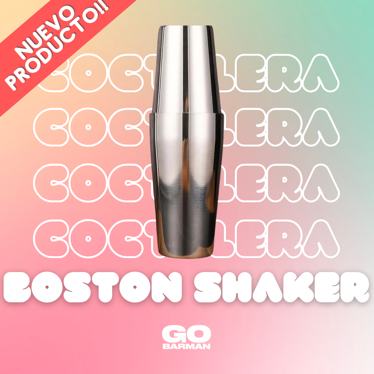 Coctelera Boston Shaker - GO BARMAN - Plateado